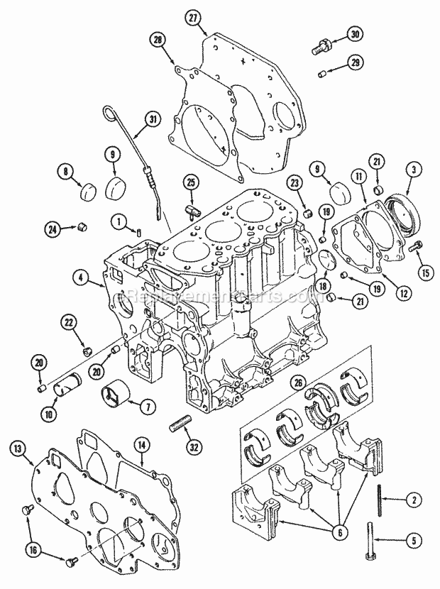 Crankcase Diagram and Parts List for 544-416D100, 545-416D100, 546-416D100 Cub Cadet Lawn Tractor